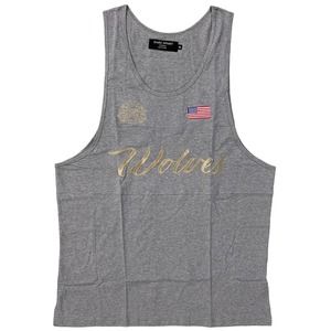 Darc Sport Men's USA Flag Wolves Cursive Venice Embroidered Tank Top Tee T-Shirt